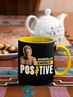 RONFELIX Positive Energy Premium Ceramic Coffee Mug | Stylish Printed Tea & Coffee Mug (330ml)